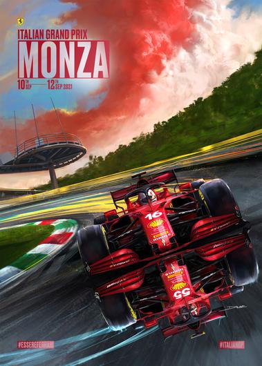 14 ITALY MONZA 2021 F1 FERRARI COVER ART RACE POSTER