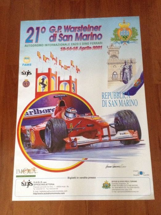 2001 SAN MARINO ITALY GRAND PRIX F1 RACE POSTER