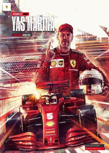 2020 F1 Ferrari ABU DHABI grand prix race poster COVER ART