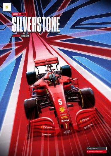 2020 ferrari f1 great britain grand prix race poster