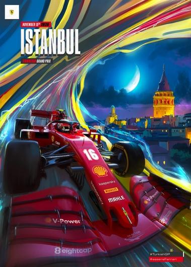 2020 TURKEY F1 FERRARI GRAND PRIX RACE COVER ART POSTER