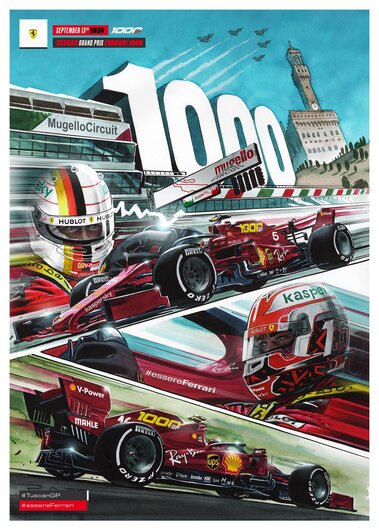 2020 f1 ferrari 1000th grand prix  tuscan mugello italy race poster