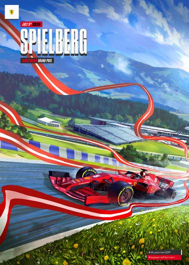 2020 F1 Ferrari Austria grand prix race cover art poster 