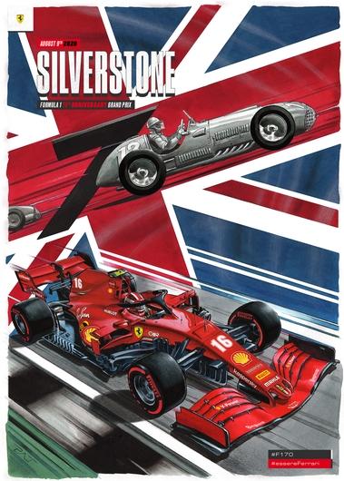 2020 ferrari f1 great britain grand prix race 70th anniversary poster