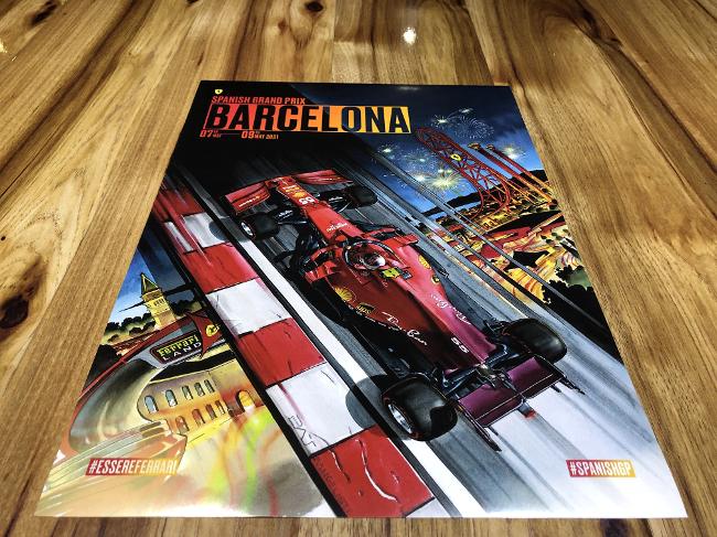 2021 SPAIN ferrari f1 grand prix race poster cover art