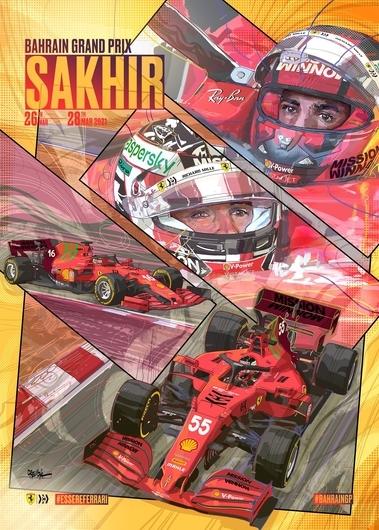 Race 1 2021 Bahrain grand prix cover art race poster
