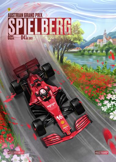 9 AUSTRIA 2021 FERRARI COVER ART POSTER