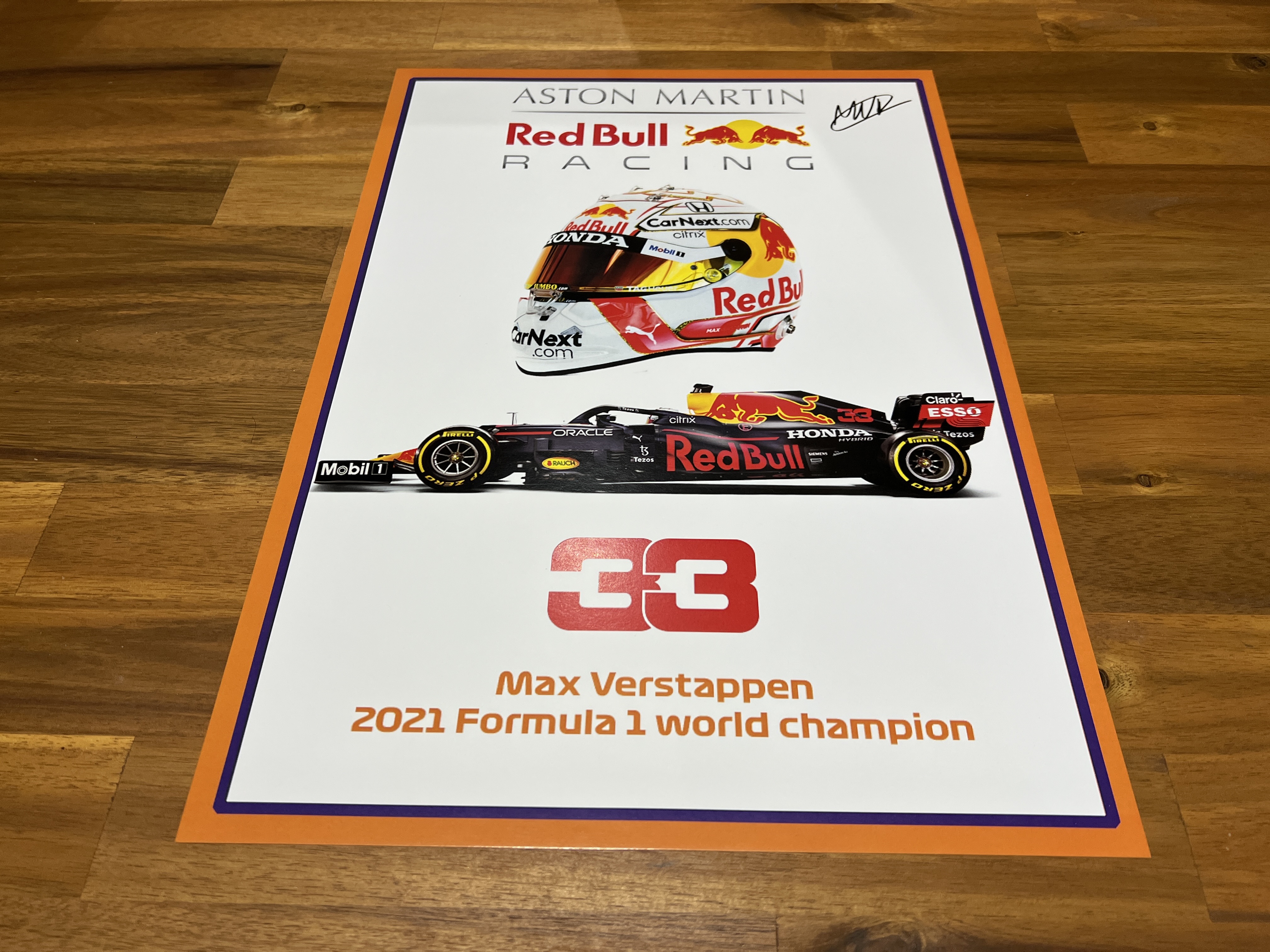 Max Verstappen red bull 2021 signed F1 helmet art print – limited edition A3 poster 1