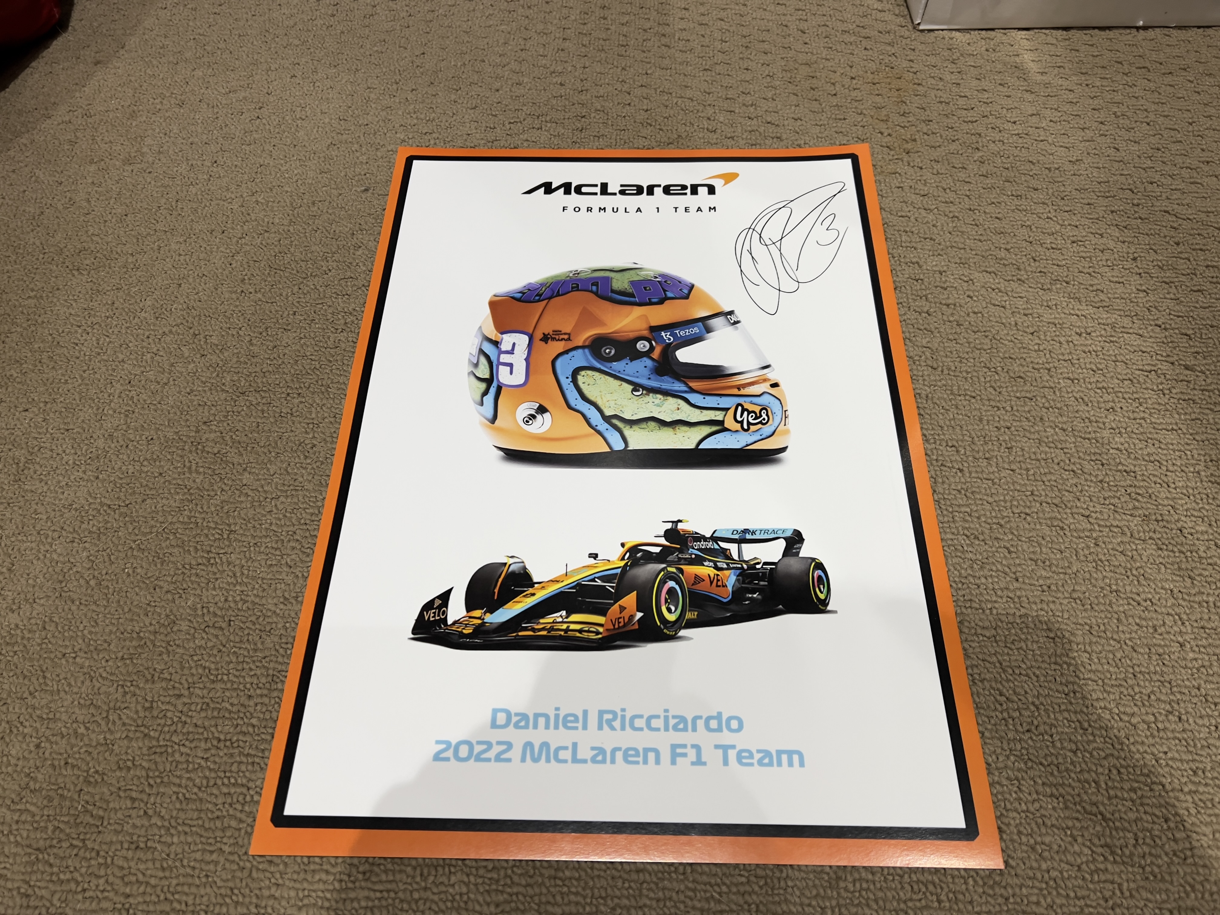 Daniel Ricciardo 2022  Signed limited-edition F1 helmet prints – A3 satin finish artworks